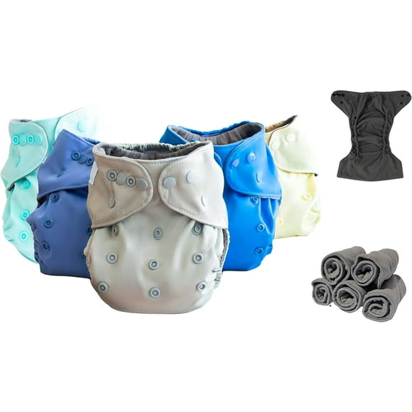 5 Pañales ecológicos BABYBAMBOO doble Riel para Niño 5 insertos FIBRA de BAMBÚ 4 capas