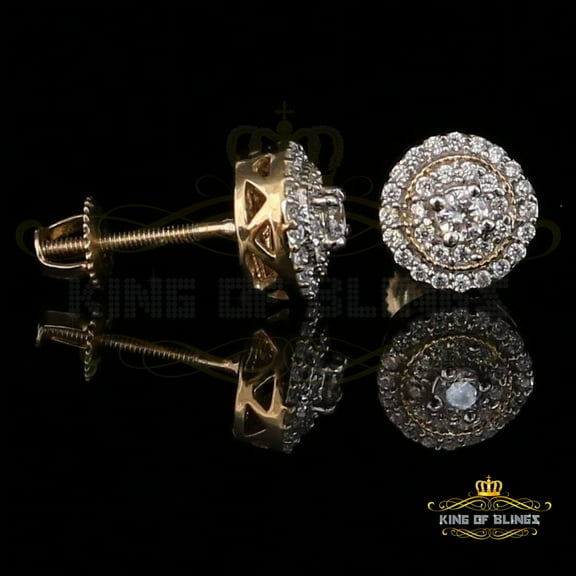 King of Bling's Yellow Sterling Silver 0.78ct Cubic Zirconia Ladies 925 Hip Hop Round Earrings