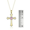 thumbnail image 4 of RYLOS Necklace Yellow Gold 14K Cross Necklace Gemstone &  Diamonds Pendant With 18" Chain 6X4MM Pink Ice October Birthstone Womens Jewelry Gold Necklace, 4 of 7