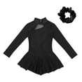 thumbnail image 3 of LiiYii Kids Girl Mock Neck Long Sleeve Figure Ice Skating Leotard Dress Backless Gymnastic Jumpsuit Black 4, 3 of 7