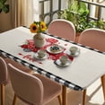 thumbnail image 3 of Valentine's Day Table Cloths for 5 Foot Rectangle Tables, Red Loves Truck Romantic Buffalo Plaid Beige Patio Waterproof Elastic Fitted Tablecloths, Washable Rectangular Table Cover for Camping, 3 of 8