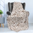 thumbnail image 4 of Coffee Soft Flannel Fleece Blanket, Cool Drink Coffee Time Americano Mocha Espresso Heart Banner Cakes Cups Monochrome, Cozy Plush for Indoor and Outdoor Use, 50" x 70", Brown White, by Ambesonne, 4 of 5