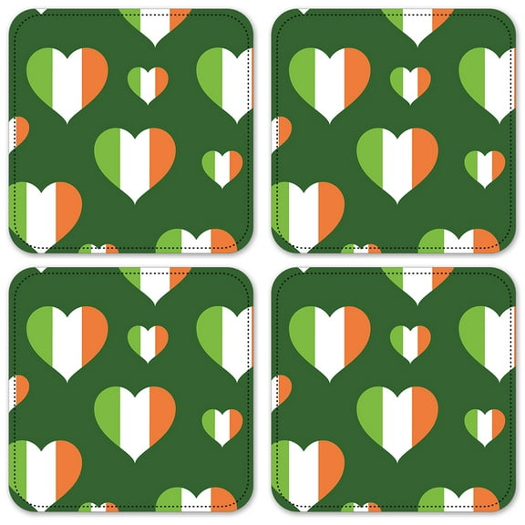 Vinyl Drink Coasters - Set of 4 - Irish Hearts