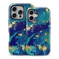 thumbnail image 2 of DesignSkinz Scratch-Resistant Hard Slim Case Compatible with iPhone 16 (Compatible with MagSafe) - Gold Flaked Teal Oil, 2 of 9