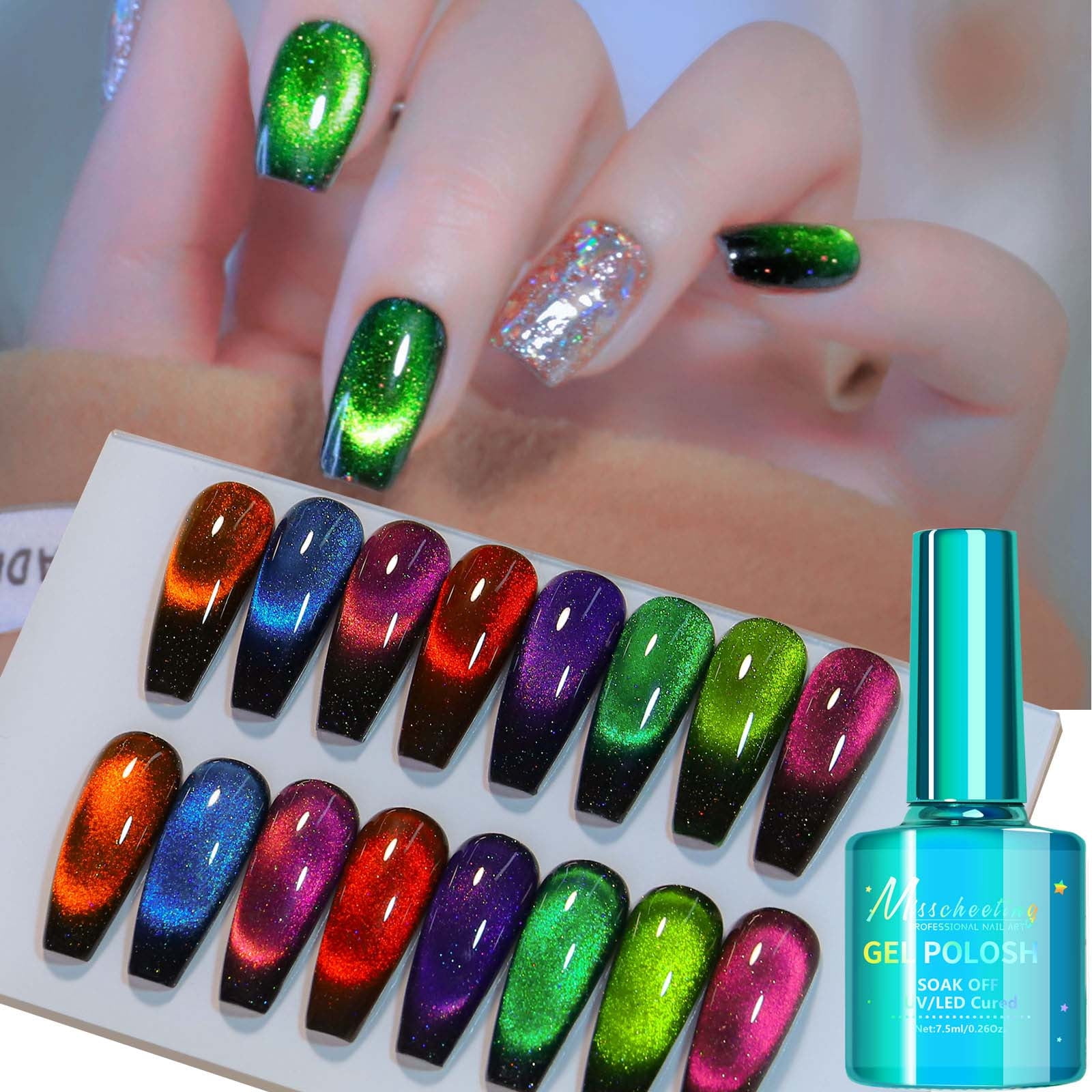 8 Colors Cat Eye Gel Nail Polish Set - Magnetic Nail Gel Polish