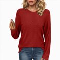 thumbnail image 2 of Towmus Women Long Sleeve T Shirts Crewneck Fall Breathable Casual Tunic Tops Solid Color Basics Tees, 2 of 5
