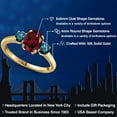 thumbnail image 2 of Gem Stone King 10K Yellow Gold Red Rhodolite Garnet and Blue Diamond Engagement Ring for Women | 1.89 Cttw | Oval 8X6MM | Gemstone January Birthstone | Size 5, 2 of 6