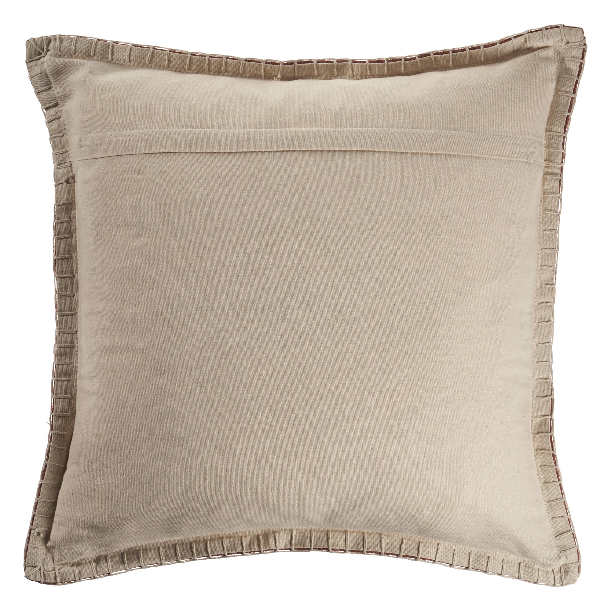 Laddha Home Designs Handwoven Solid Stitched Cotton Throw Pillow Cover - 24" - Brown and Orange
