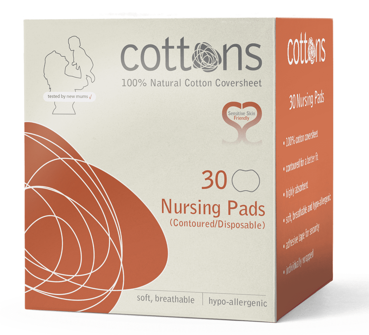 Nursing Pads, 30-Individually Wrapped Pads, Unscented, Soft and Breathable