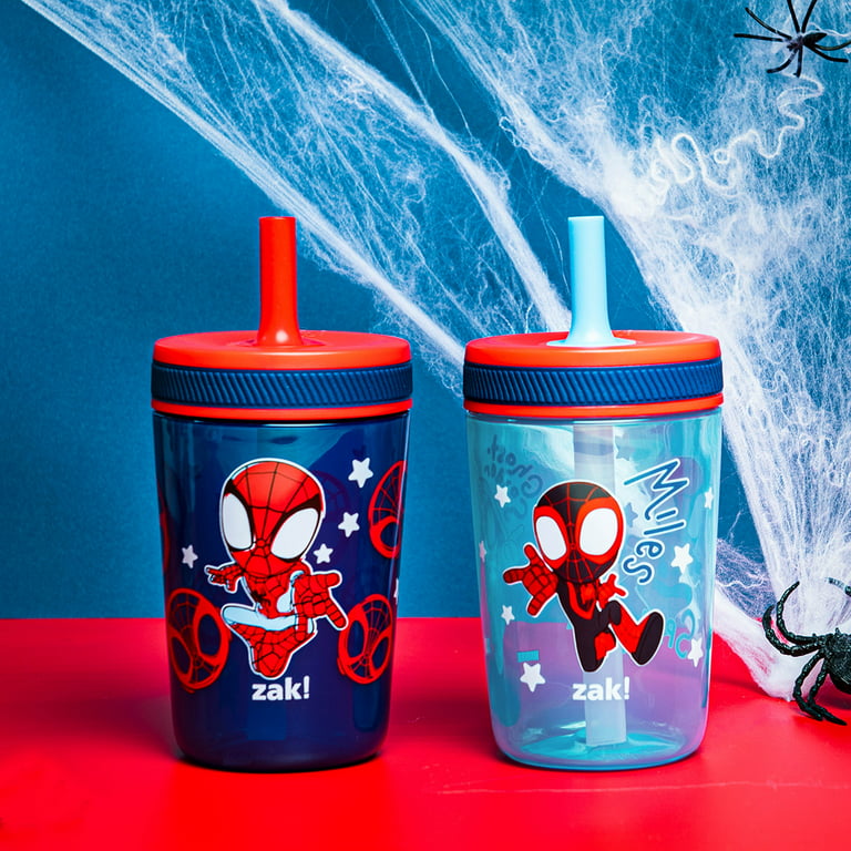 Zak Designs Marvel Spider-Man Kelso Toddler Cups For Travel or At Home,  15oz 2-Pack Durable Plastic Sippy Cups With Leak-Proof Design is Perfect  For