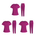 thumbnail image 3 of maskred Ensemble de Vêtements Médicaux pour Femmes Col en V Lavable en Machine Manches Courtes Costume Confortable Rose Rouge P 3Ensemble, 3 of 6