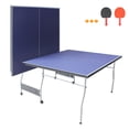 thumbnail image 2 of Tcbosik 8ft Mid-Size Foldable Ping Pong Table, Portable Tennis Table with Net, 2 Paddles and 3 Balls for Indoor and Outdoor Game, Easy Assembly, Blue, 2 of 10