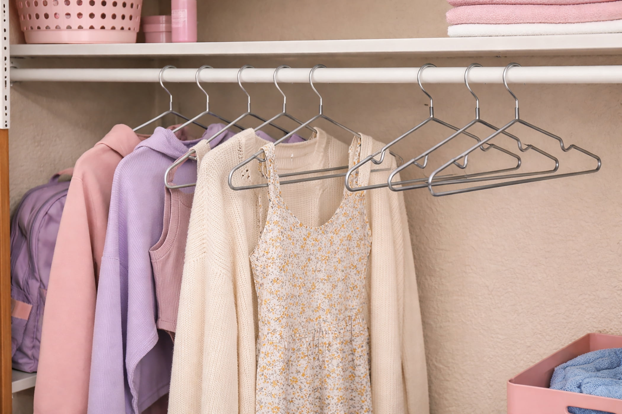 Simpli Furnished Non-Slip Rubber-Coated Hangers for Clothes, 16"w X 8"h, 120-Pack, Gray