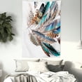 thumbnail image 3 of Feathers Tapestry, Vaned Types and Natal Contour Flight Bird Feathers and Animal Skin Element Print, Wall Hanging for Bedroom Living Room Dorm Decor, 60W X 80L Inches, Teal Brown, by Ambesonne, 3 of 5
