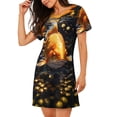 thumbnail image 2 of Haiem Golden Koi And Treasure Print Women’s Short-sleeved Nightdress – Comfortable and Loose-Fit Sleepwear, Soft Cotton Sleep Shirt for Relaxing, Casual Nightdress, 2 of 6