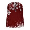 thumbnail image 4 of Christmas Clothes for Women 1/4 Zip Pullover Graphic Crewneck Sweatshirt Snowflakes Xmas Holiday Tops Loose (M, Red 05), 4 of 5