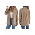 thumbnail image 3 of Womens Corduroy Shacket Blouses Button Down Shirts Pocket Long Sleeves Tops Jacket Coats Khaki XL, 3 of 6