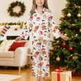 thumbnail image 2 of Gubotare Christmas Pajamas for Kids Toddler Kids Little Girls Christmas Satin Silk Pajamas Girl Long Sleeve Button Down Sleepwear Christmas Pjs Set 3T 4T (Beige,3-4 Years), 2 of 9