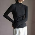 thumbnail image 4 of AXXD Women Tops Trendy Black Basic Summer 2024 Turtle Necks Winter Bottomed Double-sided Long Sleeve Clothes Tops, 4 of 8