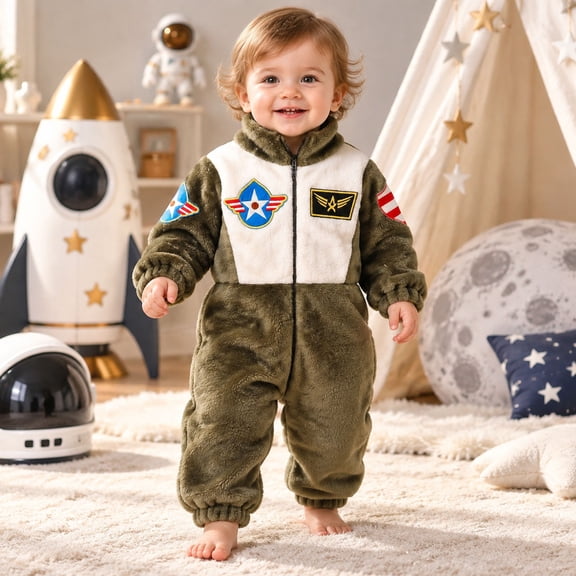 LIIPEE Boys Girls Cute Astronaut Costume Baby Long Sleeve Zip Up Jumpsuit Party Dress Up Clothes