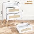 thumbnail image 2 of Nightstands Set of 2 with Charging Station, Modern Boho Rattan Bedside Tables with 2 Drawers, Solid Wood Legs, Open Storage End Tables for Bedroom Living Room Dorm – White, 2 of 5
