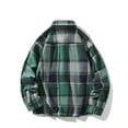 thumbnail image 3 of Men Flannel Plaid Shirt Oversized Long Sleeve Button Down Shirts Loose Fit Turndown Shirts with Pocket, 3 of 3