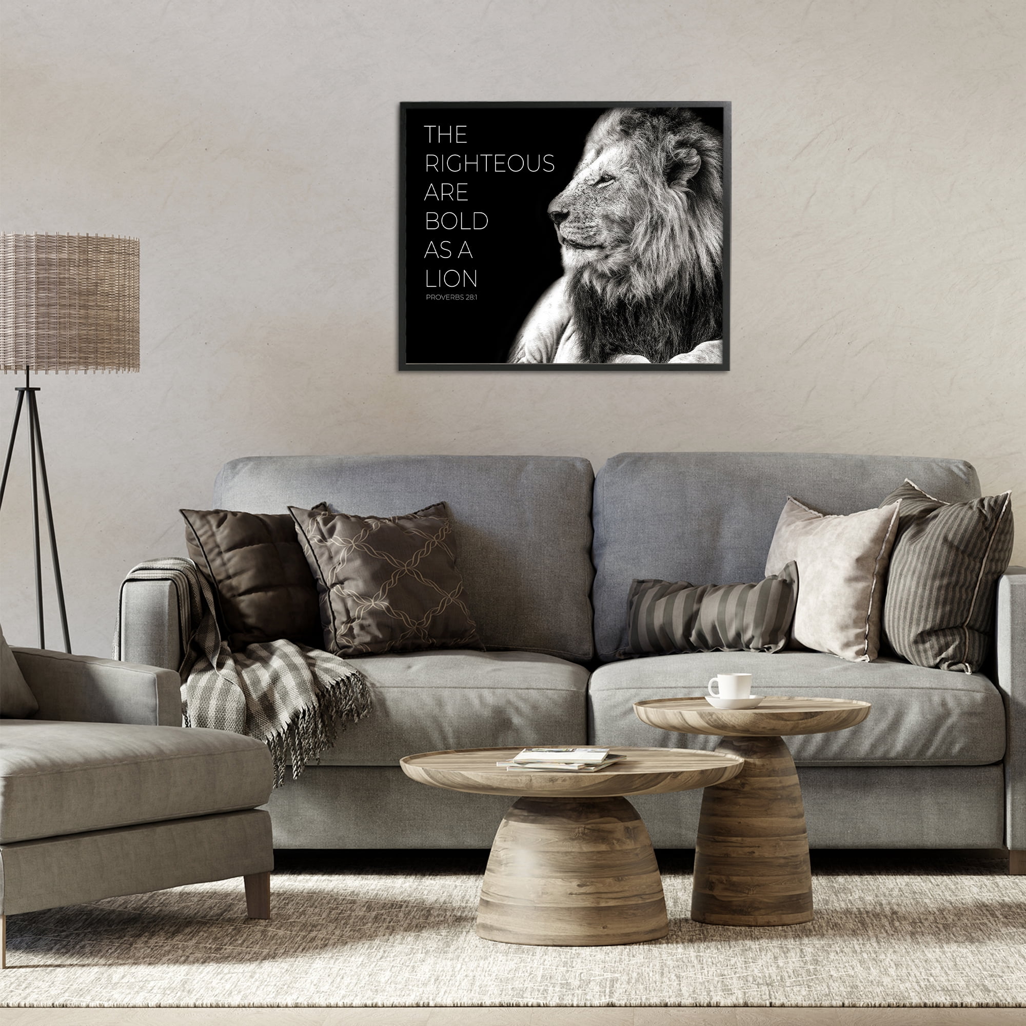 Stupell Industries The Righteous Bold As A Lion Black Framed Giclee Art, design by Shelley Lake
