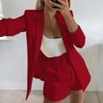thumbnail image 2 of WXLWZYWL Winter Coats for Women Clearance Sale Women Business Attire Solid Long Sleeve Suit Collar Slimming Cardigan Suit Coat Tops Jacket Red, 2 of 5