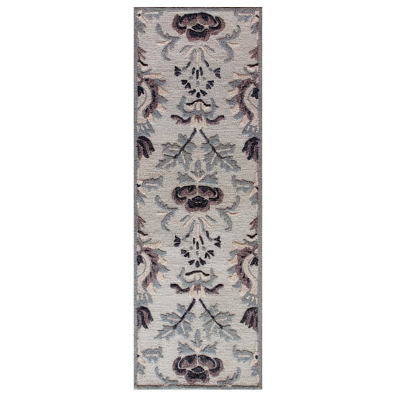 LR Home Traditional Floral Motif Runner Rug, 2'3" x 6'9", Blue / Gray