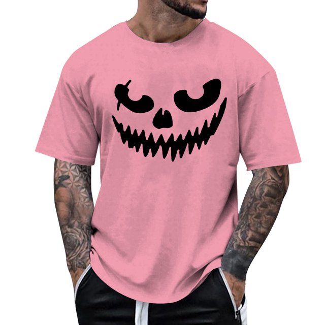 T-shirt Graphique d'Halloween pour Hommes, Manches Courtes, Confortable, Décontracté, pour Fête d'Automne