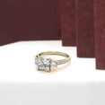 thumbnail image 2 of Auory 3.16 Carat Princess Cut Three-Stone Moissanite Classic Engagement Ring in 18K Yellow Gold Plating for Women, 2 of 10