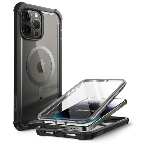 i-Blason AreMag Series Case for iPhone 14 Pro Max (2022 Release) 6.7 Inch, Premium Hybrid Protective Clear Case (Black)