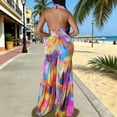 thumbnail image 4 of Enjoytime Rompers for Women Print Halter Sleeveless Wide Leg Jumpsuits Casual Loose Beach Vacation Clothes, 4 of 7