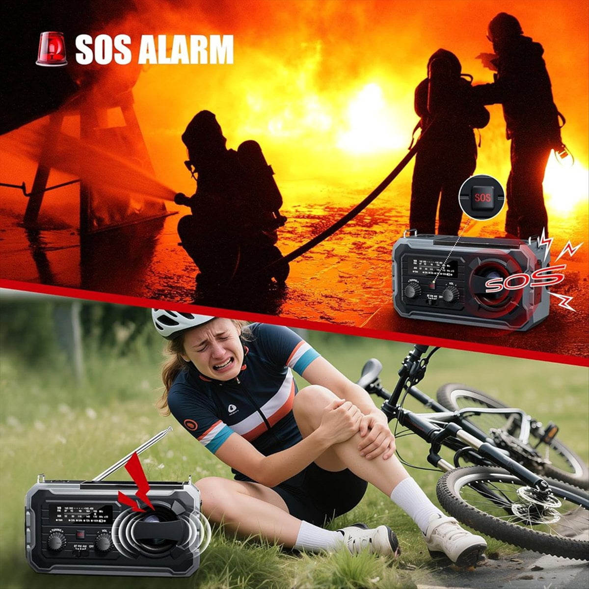 Emergency Weather Radio, 8000mAh Solar & Hand Crank Radio with AM/FM/NOAA, SOS Alarm, Phone Charger, for Outdoor & Home,1 * Radio,Grey