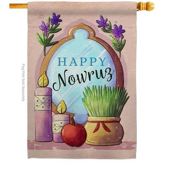 Ornament Collection H192445-BO Celerate Nowruz Celebration Double-Sided Garden Decorative House Flag, Multi Color