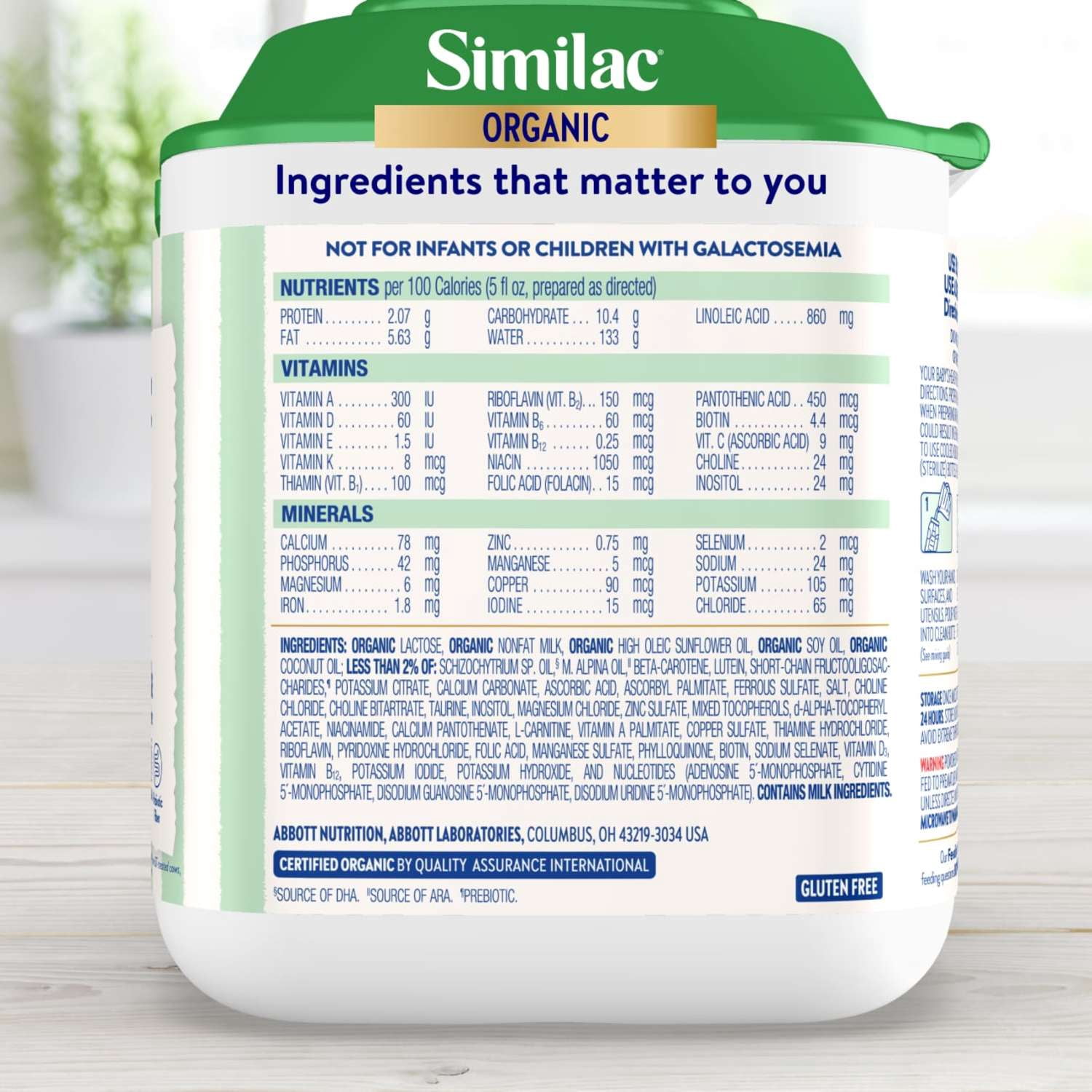 Similac Organic Baby Formula Powder, USDA-Certified Organic, 20.6-oz Tub
