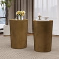 thumbnail image 2 of GDF Studio Pamsha Modern Metal Sunburst Side Tables, Set of 2, Brushed Antique Gold, 2 of 9