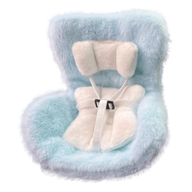 Doll Car Seat, Plush Cushion, Miniature Auto Booster with Vent Clip and Display Stand, Cute Ornament for Toy Figures, 14 x 10 x 5 cm