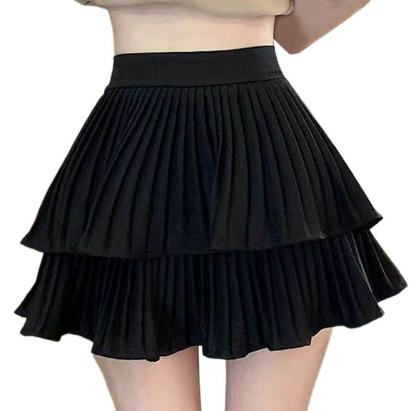 Felirenzacia Pleated Skort for Girls Double Layers A-Line Tennis & Golf Skirt, Pull-On High Waist School Uniform Mini with Lightweight Fabric