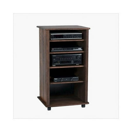 Bundle-94 Wood Technology Solid Hardwood Espresso 4-Shelf Audio Cabinet (3 Pieces)