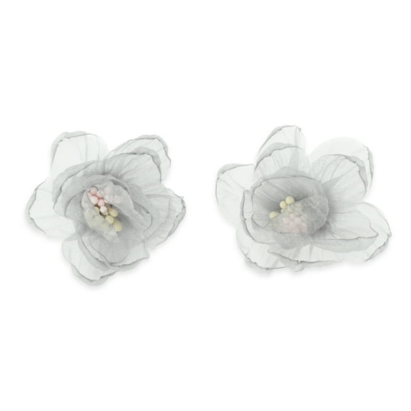 Unique Bargains 1 Pair Shoelace Charms Organza Flower Fashion Shoe Accessories Gray