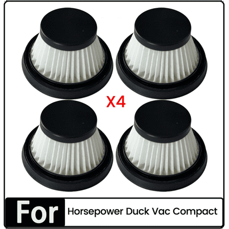 4PCS Replacement Filter for Horsepower Duck Vac Compact Vacuum Cleaner Washable Filter Vacuum Parts,4 * Replacement Filter,Black & White