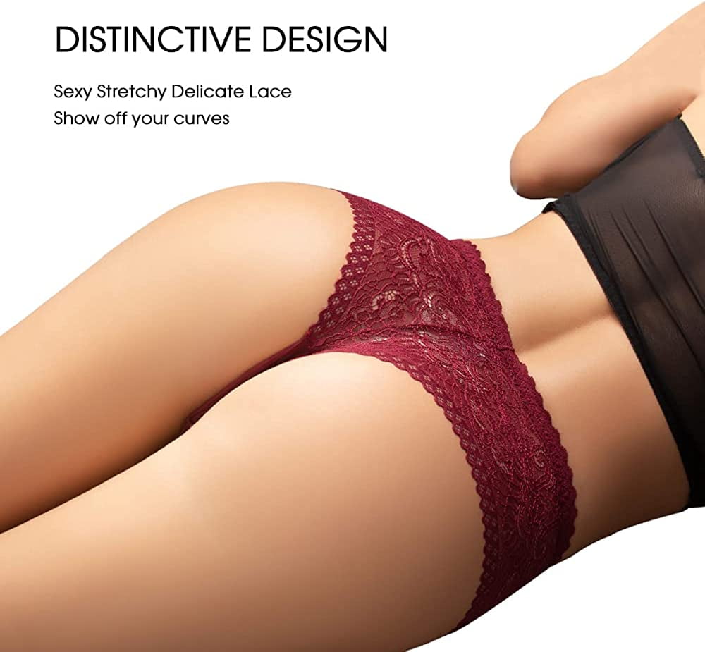 Pholeey Sexy Underwear for Women Ladies Seamless Brief Womens Lace Panties  5-Pack 