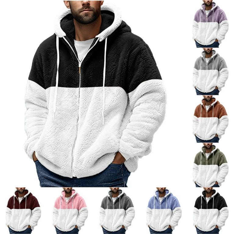 Deals Oversized Men's Fuzzy Long Sleeve Hooded Jackets Full Deals Oversized Men's Fuzzy Long Sleeve Hooded Jackets Full