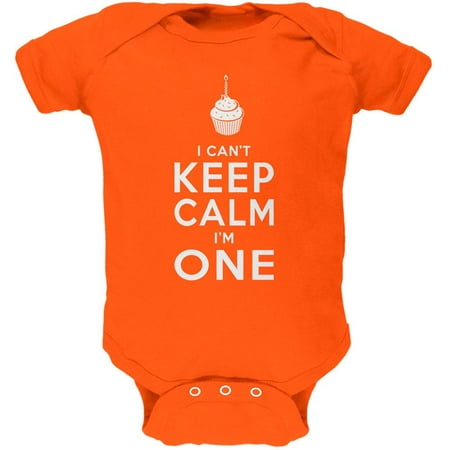 

Birthday I Can t Keep Calm I m 1 One Orange Soft Baby One Piece - 9-12 months