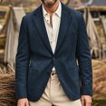 thumbnail image 2 of Men's Casual Suede Blazer, Slim-Fit Single-Breasted Winter Jacket, Navy Blue, S, 2 of 5
