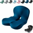 thumbnail image 1 of Reenly Coussin de Dossier et d'Assise, Coussins d'Assise Ergonomiques en Mousse Mémoire en Forme de L Intégrés avec Sangle Ajustable, Conception Ultra Respirante Antidérapante pour Chaise de Bureau, Voiture, Fauteuil Roulant (Bleu), 1 of 6