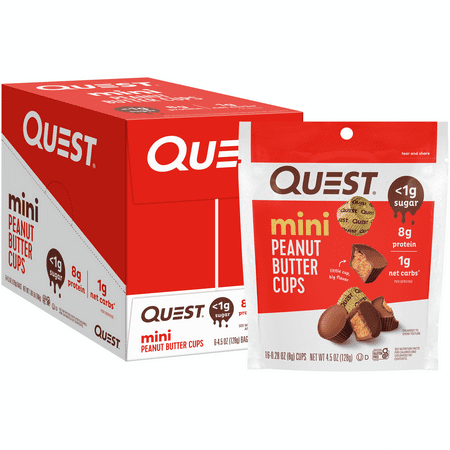 Quest Mini Milk Chocolate Peanut Butter Cups, High Protein, Gluten Free, 6 Pack