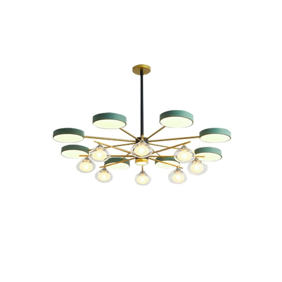 Lampara de techo estilo industrial hierro forjado verde con dorado lampara downlight ilios innova 8 luces