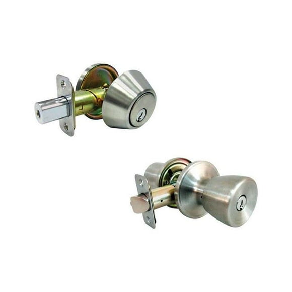 Faultless 5002051 Bouton d'Entrée en Acier Inoxydable Satiné Tulipe et Pêne Dormant à Cylindre Simple - 3 Niveaux pour Droitier
